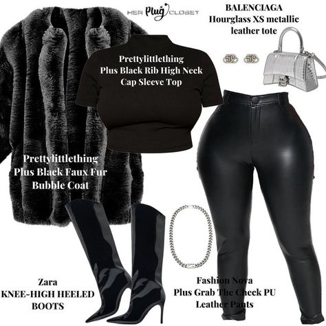 HER PLUG CLOSET on Instagram: "Fur Szn 🥰 Plus Size All outfit links are available on @hpcexclusive" Outfit Links, Bubble Coat, Braided Ponytail Hairstyles, Cap Sleeve Top, Fall Fits, Black Faux Fur, Baddie Outfits Casual, Fashion Design Clothes, Fashion Poster