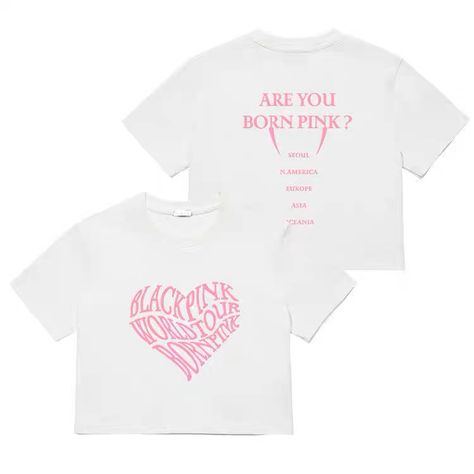 #blackpink #blackpinktop #blackpinkcroptop Blackpink Born Pink, Born Pink World Tour, Stage Outfit, Pink World, Shirt Detail, Kpop Merch, Born Pink, Black Pink Instagram, Concert Tshirts