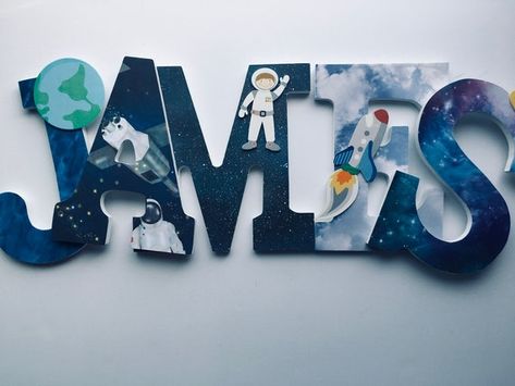 Construction Letters, Outer Space Decor, Galaxy Decor, Outer Space Nursery, Letter Nursery Decor, Truck Decor, Outer Space Decorations, Outer Space Theme, Morgantown Wv