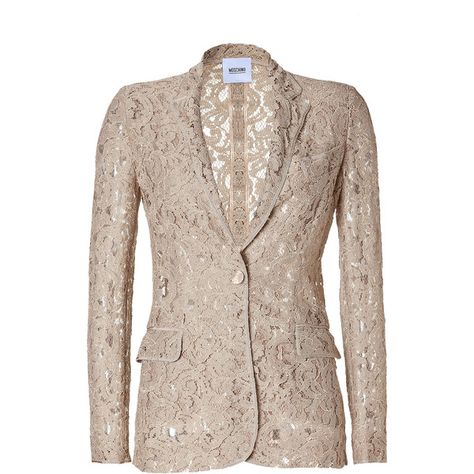 MOSCHINO C Beige Lace Blazer ❤ liked on Polyvore Lace Dress Casual, Lace Blazer, Moschino Cheap And Chic, Pretty Blouses, Lace Fashion, Pink Beige, Mode Style, Kebaya, Mode Outfits