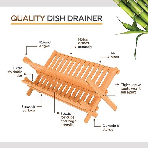 Material-Bamboo Wood Product Dimensions-11.5"D x 17.75"W x 1.5"H Brand-Bambüsi Color-Natural Recommended Uses For Product-Dish Drainer,Kitchen,Storage Mounting Type-Countertop Mount Item Weight-2.4 Pounds Special Feature-Foldable, Collapsible, Rust Resistant, Handmade Farmhouse Fall Table Decor, Kitchen Plate Rack, Wooden Dish Rack, Plate Racks In Kitchen, Wooden Plate Rack, Rustic Thanksgiving Decorations, Coffee Cup Wall Art, Bamboo Dishes, Wood Dishes