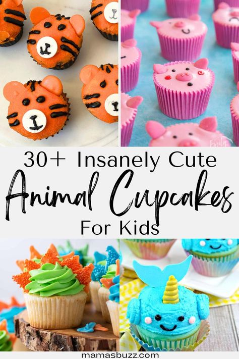 30 Adorable Animal Themed Cupcakes (Easy DIY Ideas) Animal Cupcake Ideas, Animal Cupcakes For Kids, Cute Animal Cupcakes, Easy Kids Birthday Cakes, Polar Bear Cupcake, Cupcakes For Kids, Zebra Cupcakes, Sheep Cupcakes, Kids Birthday Cupcakes