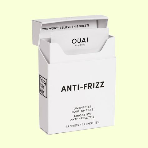 For years, stylists have told us to use dryer sheets to tamp down static-y hair. Now, we no longer have to go to the laundry aisle to deal with flyaways. These hemp paper sheets are infused with coconut oil and shea butter to smooth frizzes and add mega shine in one fell swipe. And in true Ouai fashion, they smell ah-mazing. $18 for 15 sheets (Shop Now) Butter Paper Packaging, Butter Paper, Ouai Haircare, Frizz Hair, Anti Frizz Hair, Anti Frizz, First Aid Beauty, Va Va Voom, Make Up For Ever