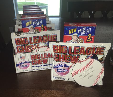 Baseball Party Favor. Cracker Jacks+Big League Chew. Big League Chew Party Favors, Baseball Party Favors, Big League Chew, Cracker Jacks, Big Bubbles, Baseball Party, Baseball Theme, Vacation Bible School, Bible School