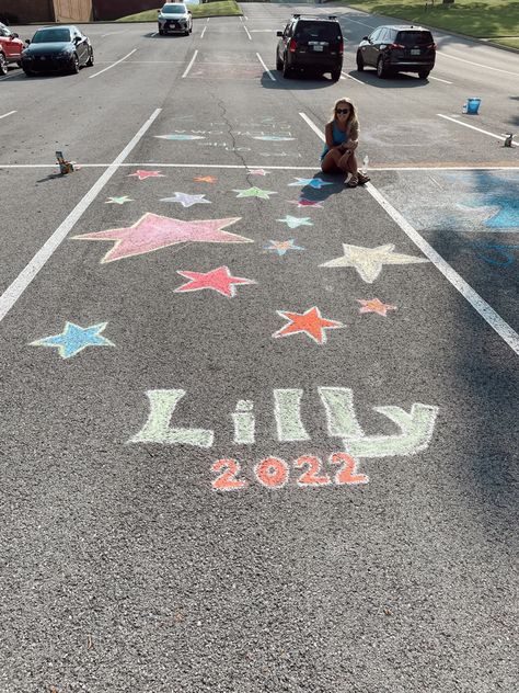 Senior Parking Spots Chalk, Chalked Parking Spot, Senior Parking Spot Ideas Chalk Easy, Senior Chalk Parking Spot Simple, Parking Spot Chalk, Senior Parking Spaces Chalk, Chalk Parking Spot Senior, Parking Ideas, Senior Year Things