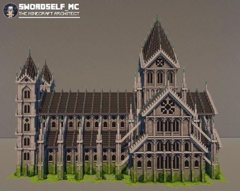 Minecraft Cathedral Tutorial, Minecraft Medieval Cathedral, Minecraft Cathedral Ideas, Gothic Cathedral Minecraft, Minecraft Cathedral Interiors, Minecraft Gothic Cathedral, Gothic Church Minecraft, Minecraft Cathedral Blueprints, Gothic Minecraft Castle