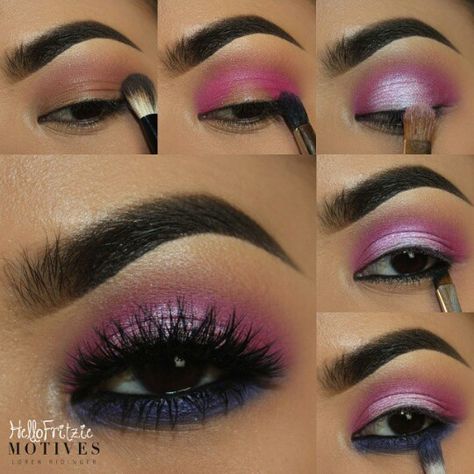 Loving this pink & purple Eye Shadow Tutorial, Shadow Tutorial, Red Lipstick Makeup, Purple Eye Makeup, Dramatic Eye Makeup, Eye Base, Eye Makeup Pictures, Smink Inspiration, Eye Makeup Steps