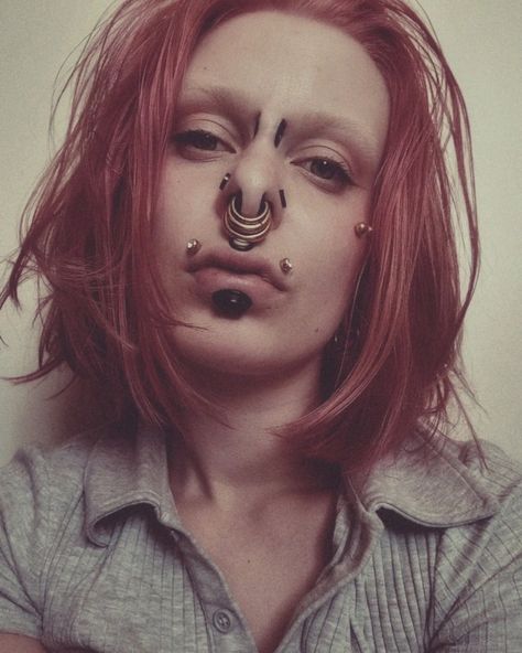 Huge Septum, Stretched Septum, Facial Pictures, Bridge Piercing, Septum Rings, Strong Personality, Body Modifications, Body Mods, Second Life