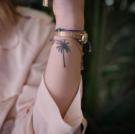 Beach Inspired Tattoos, Beach Tattoo Ideas, Small Beach Tattoos, Beach Tattoos, Airplane Tattoos, Palm Tattoos, Palm Tree Tattoo, Petite Tattoos, Sand And Sea