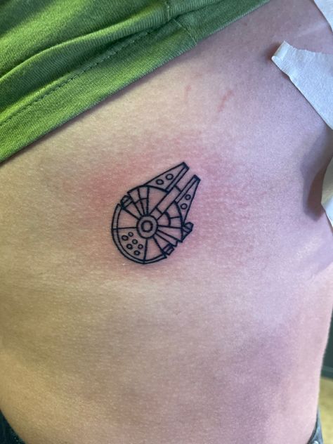 star wars millennium falcon Small Millenium Falcon Tattoo, Millenium Falcon Tattoo, Millennium Falcon Tattoo, Tattoo Memes, Dinosaur Tattoos, Millenium Falcon, Tattoo Graphic, Star Wars Tattoo, Small Tattoos For Guys