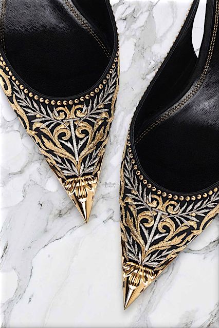 Black and gold shoes