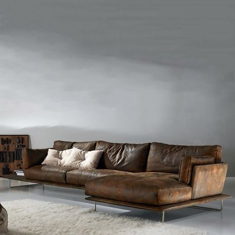 Soft Leather Couch, Living Room Style Ideas, Distressed Leather Sofa, Sleeping Room Design, Room Style Ideas, Leather Interior Design, Customised Sofa, Elegant Bedroom Design, Sofa Wall Decor