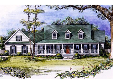 Laurel Oak Country Home Front of Home from houseplansandmore.com Southern Style Homes, Cape Cod House Plans, Cape Cod Style House, Cape Cod Style, Lake Front, Cape Cod House, House Plans And More, Country House Plan, Farmhouse House