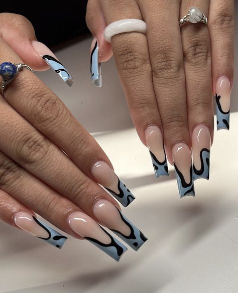 Square Nail Designs 2023, Grey Nails Short, Grey And Black Nails, Nails After Acrylics, Ballerina Nails Designs, Grey Nails, Square Nail, Long Acrylic Nail Designs, Sassy Nails