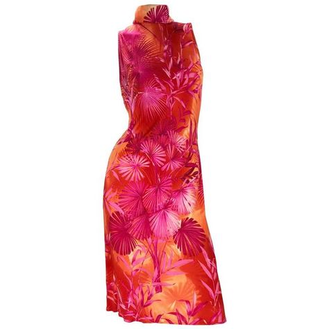 Versace Red Pink Orange Palm Print S/S 2000 Vintage Gianni Couture Jungle Mid-length Cocktail Dress Listed By Veronika M. - Tradesy Glam Clothes, Thrifting Clothes, Gianni Versace Dress, Versace Dresses, Sun Energy, Palm Print Dress, Midsummer Dream, Versace Couture, Versace Dress