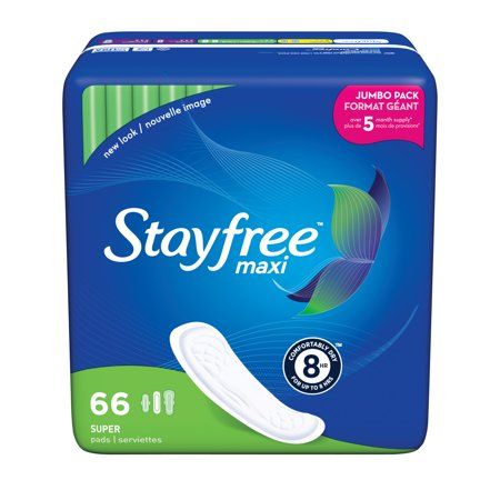 STAYFREE Maxi Pads (Without Wings) Jumbo Pack, Super Absorbency, 66ct feature 18 ANTI-LEAK CHANNELS help prevent leaks front to back and side to side. Stayfree Maxi Pads (without Wings), Unscented, Super, 66 Ct: Color: White. Maxi Pads, Happy Hour Party, Female Hygiene, Maxi Pad, Feminine Care, Feminine Hygiene, Family Planning, Band Aid, Day Night