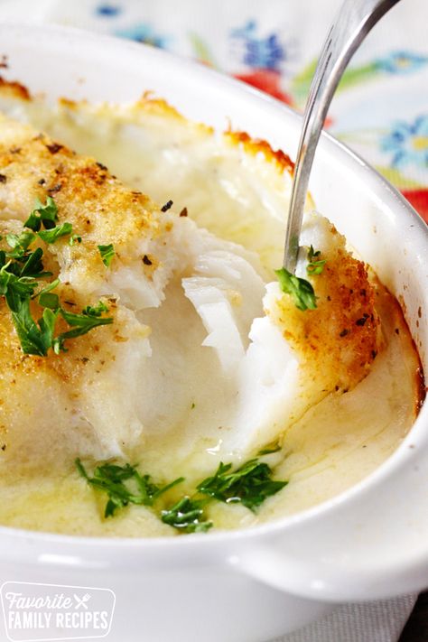 Cod In Cream Sauce, Cod Fish Recipes Baked, Fish Dishes Recipes, Baked Mahi Mahi, Breaded Cod, Cod Fish Recipes, Fish Recipes Baked, Halibut Recipes, Fish Dinner Recipes