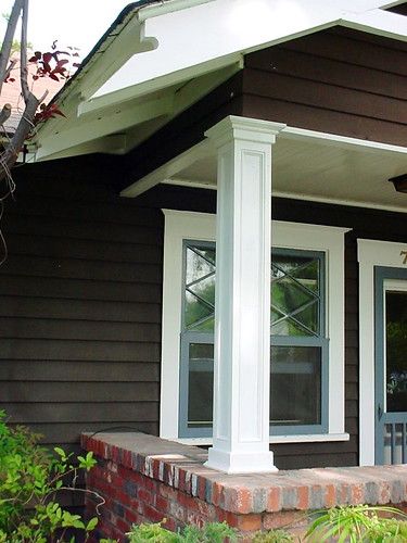 Porch Posts Recessed Panels Trim 3 | This Craftsman style ho… | Flickr Front Porch Pillars, Craftsman Style Porch, Front Porch Posts, Porch Pillars, House Columns, Exterior Columns, Front Porch Columns, The Lettered Cottage, Lettered Cottage