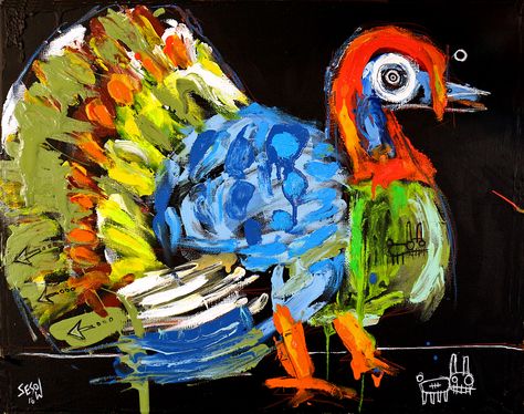 Folk Art Turkey, Abstract Turkey Painting, Turkey Vulture Art, Wild Turkey Drawing, Expressionist Animal Paintings, Matt Sesow, Dr Doolittle, Ks3 Art, American Visionary Art Museum