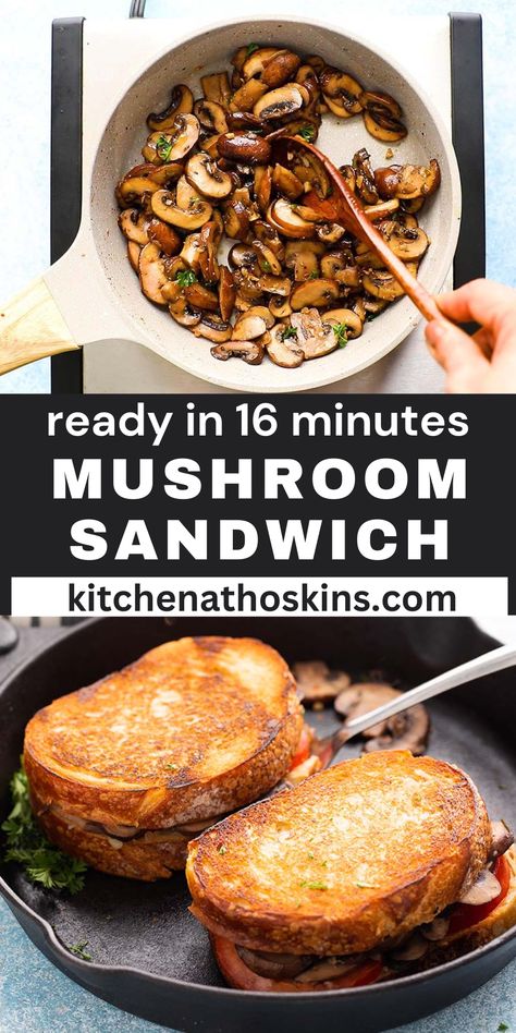 This flavorful mushroom sandwich recipe features sautéed mushrooms seasoned with aromatic herbs and spices. It's nestled between two slices of crusty bread, creating a deliciously satisfying lunch or dinner. Mushroom Sandwich Recipes, Vegetarian Mushroom Recipes, Spinach Sandwich, Vegetarian Sandwich Recipes, Mushroom Sandwich, Crispy Bread, Healthy Sandwich Recipes, Sautéed Mushrooms, Healthy Vegetarian Dinner