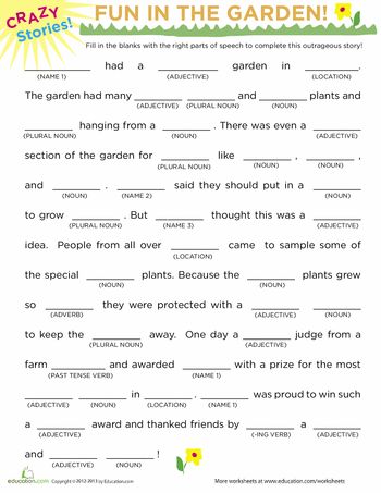 Worksheets: Fill in the Blanks parts of speech  Story Fill In The Blanks Story, Funny Stories For Kids, Ixl Learning, Activity Workbook, Third Grade Reading, Printables Free Kids, Educational Games For Kids, Grammar Lessons, Grammar Worksheets