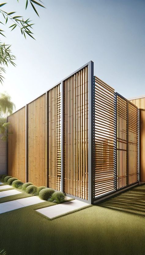 15 Stunning Bamboo Fence Ideas That Transform Your Yard 24 Bamboo Fence Ideas, Bamboo Screen Garden, Bamboo Privacy Fence, Bamboo Garden Fences, Bamboo Furniture Diy, Zen Backyard, Bamboo Landscape, Bamboo Privacy, Bamboo House Design