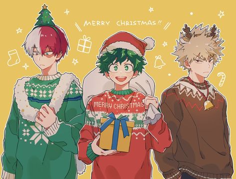 Todoroki Shouto, Anime Christmas, Katsuki Bakugo, Anime Animals, My Hero Academia Episodes, Hero Academia Characters, Anime Ships, Izuku Midoriya, Christmas Art