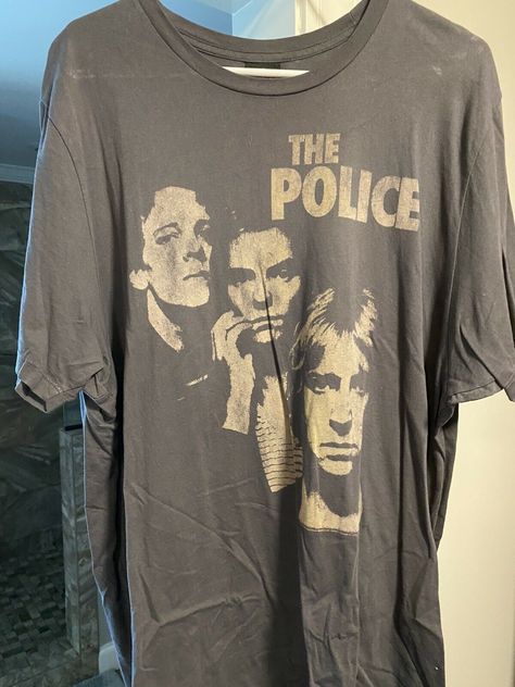 The Police Synchronicity, Police Men, The Police Band, Destroyed T Shirt, Academy Logo, Police Shirts, Rock Band Tees, White Tshirt Men, Vintage Band