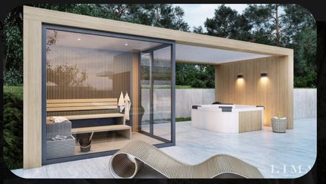 Whirpool Outdoor, Glass Sauna, Sauna Bathroom Design, Outdoor Jacuzzi, Backyard Spa, Home Spa Room, Outdoor Hot Tub, Sauna House, Open Gym