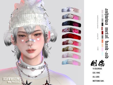 Sims 4 Face Bandage Cc, Sims 4 Cc Anime Skin, Sims 4 Nose Band Aid, Sims 4 Cc Bandages, Sims 4 Harajuku Cc, Sims4 Cc Accessories, Sims 4 Femboy Cc, Sims Cc Accessories, Mesh Texture