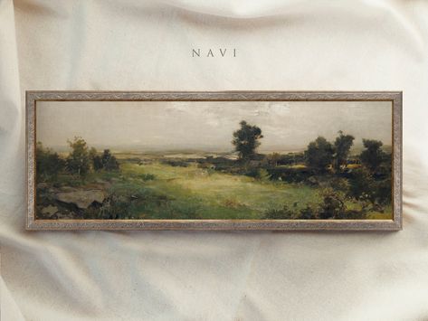 Panoramic Vintage Framed Wall Art, 10x30 inch, 8x24 inch, 12x36 inch, Wide Landscape Painting, Antique Framed Decor, Housewarming Gift #79 Wide Landscape  (1800's)  You can purchase artworks for digital download only, print only, and frame only. - Vibrant colors across a wide gamut with Genuine Canon Inks. - Excellent print life, more than 200 years of fade resistance. - The measurements on our page are only the measurements of the artwork. The dimensions increase with the frame. Material inform Wide Landscape Paintings, Wide Landscape, Draw Trees, Panoramic Painting, Vintage Framed Art, Antique Artwork, Vintage Landscape, Tree Drawing, Vintage Artwork