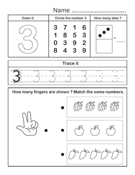 Number 3 Worksheet, Writing In Kindergarten, Number Writing Worksheets, Preschool Counting Worksheets, Number Words Worksheets, Preschool Counting, Literacy Worksheets, Preschool Math Worksheets, Free Preschool Worksheets