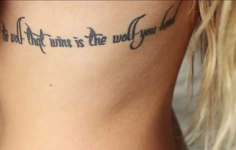 "the wolf that wins is the wolf you feed" based off the tale of two wolves describing the struggle within us all. love and need it! Two Wolves Tattoo, Tale Of Two Wolves, Wolves Tattoo, Cherokee Tattoos, Wolf Sleeve, Tattoo Wolf, Tattoo Moon, My Tattoos, Two Wolves