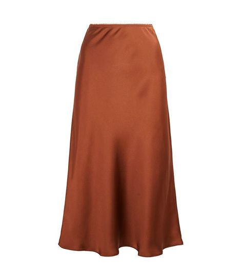 New Look JDY Rust Satin Midi Skirt Burnt Orange Silk Skirt, Burnt Orange Midi Skirt Outfit, Rust Silk Skirt, Burnt Orange Satin Skirt, Rust Midi Skirt Outfit, Rust Brown Skirt Outfit, Rust Colour Outfit, Copper Silk Skirt Outfit, Brown Satin Skirt Outfit Summer