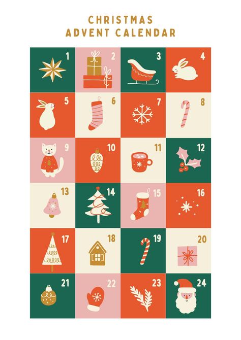 #adventcalendar #advent #calendar #christmas #gift #december #xmas #holiday #feast #festival #celebration #santa #winter #hare #canva #pro Cute Christmas Calendar, Animated Advent Calendar, Advent Calendar Poster, Illustrated Advent Calendar, Advent Calendar Design Ideas, Advent Calendar Graphic, Christmas Calendar Design, Advent Calendar Design Graphic, Digital Advent Calendar Design