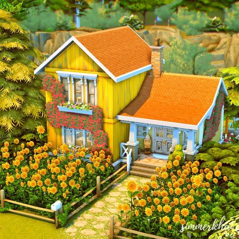 khai | Sims 4 Builder 🌟🇲🇾 on Instagram: “Tiny Yellow House 💛 . Hey guys! This is a tiny yellow house in Willowcreek. Hope you like it! . #showusyourbuilds #ts4home #ts4housebuild…” Sims 4 House Cottage, Sims 4 Generation House, Sims 4 Yellow House, Sims 4 Grandma House, Weird Sims 4 Builds, Sims4 Tiny House, Sims Tiny House, Yellow Sims 4 House, Sims 4 Garden House