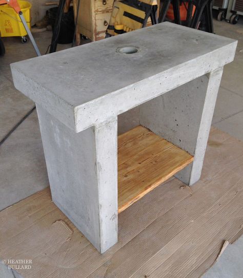 Diy Concrete Vanity, Heather Bullard, Vanity Diy, Concrete Vanity, Room Vanity, Diy Bathroom Vanity, Concrete Bathroom, Diy Concrete Countertops, Diy Vanity