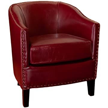 Amazon.com Shopping Cart Leather Barrel Chair, Living Room Pieces, Oxblood Leather, Leather Club Chairs, Oxblood Red, Modern Upholstery, Red Chair, Red Cushions, Stylish Chairs