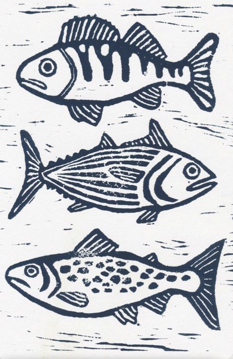 Fish Sticks, Linocut Printmaking, Lino Art, Linocut Art, 흑백 그림, Handmade Stamps, Fish Drawings, Encaustic Painting, Arte Inspo