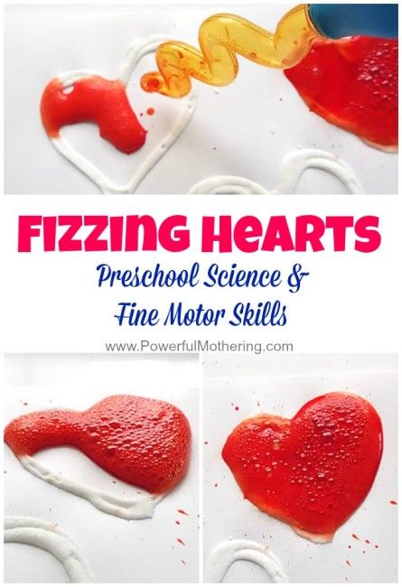 fizzing hearts preschool science and fine motor idea Shapes Science Preschool, Experiment For Preschool, Hearts Preschool, Prek Valentines, February Lessons, Preschool Valentine, Pre-k Science, Friendship Theme, Friendship Activities