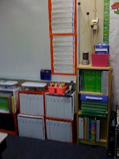 Student binder storage - I moved them to four areas in the room so there isn't a traffic jam during certain times of the day. Student Data Folders, Student Book Boxes, Student Data Binders, Binder Storage, Data Binders, Student Binders, Teaching Organization, Classroom Tour, Writing School