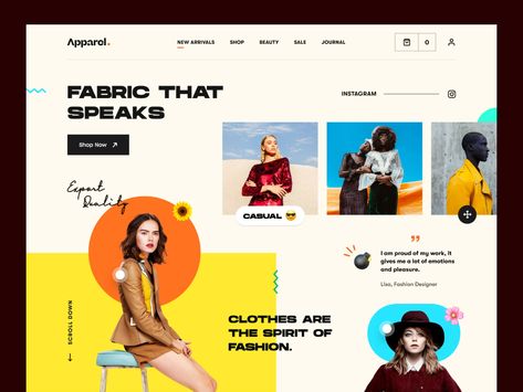 Fashion Landing Page by Farzan Faruk 👑 for Rylic Studio on Dribbble Fashion Landing Page, Clothing Store Website, Studio Marketing, Directory Design, Ui Design Inspiration, Web Layout Design, Design Jobs, Web Layout, Website Design Inspiration