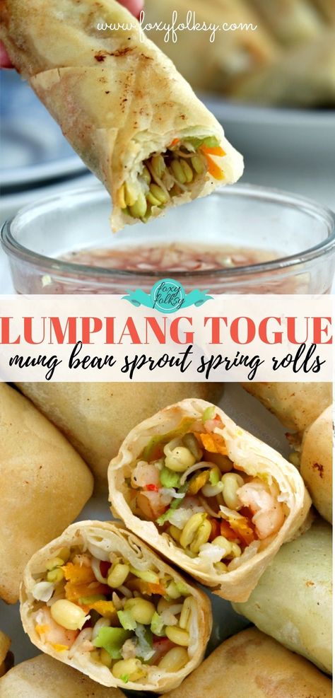 Lumpia Togue Recipe, Lumpia Gulay Recipe Filipino, Lumpiang Togue Recipe, Lumpia Recipe Filipino Vegetable, Veggie Lumpia Filipino Recipes, Vegetable Lumpia Filipino, Lumpia Togue, Veggie Lumpia, Lumpiang Gulay Recipe