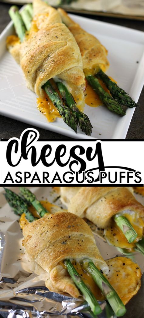 Baking Asparagus, Asparagus Appetizer, Cheese Asparagus, Cheesy Asparagus, Easy Crescent Rolls, Asparagus Wraps, Quick Appetizer, Crescent Roll Recipes, Cheese Muffins