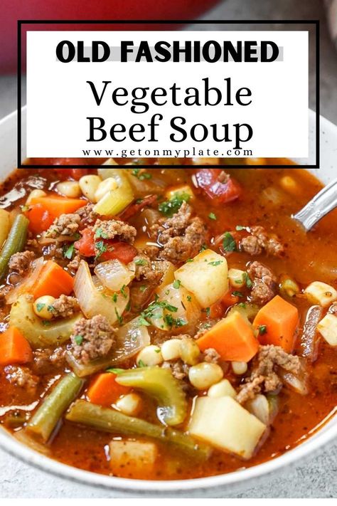 Beef Soup Crockpot, Veg Beef Soup, Crockpot Vegetable Beef Soup, Crockpot Vegetable, Beef Veggie Soup, Easy Vegetable Beef Soup, Homemade Vegetable Beef Soup, Crock Pot Vegetables, Hamburger Vegetable Soup