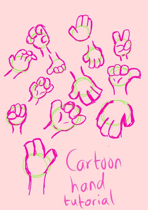 Tutorial Cartoonish Hand Reference, Holding Hand Drawing Reference, Cartoon Hands Tutorial, Holding Hands Doodle, Cartoon Hands Reference, Handshake Drawing, Hand Drawing Cartoon, Hand Tutorial, Cartoon Hands