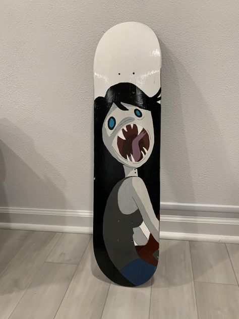 Painting My Skateboard, Skate Bored Design, Skateboard Paint Ideas, Skate Deck Designs, Adventure Time Skateboard, Painting A Skateboard, Skateboard Deck Painting, Marceline Painting, Skateboard Ideas Design