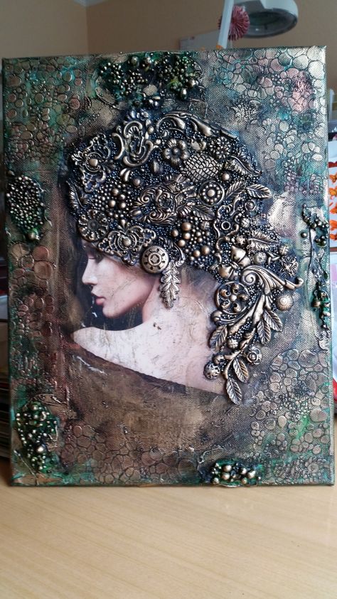 Painting On Canvas For Beginners, Canvas Painting For Beginners, Steampunk Mixed Media, Altered Canvas, Mixed Media Art Techniques, Canvas For Beginners, Mixed Media Art Canvas, Mixed Media Crafts, Canvas Painting Ideas