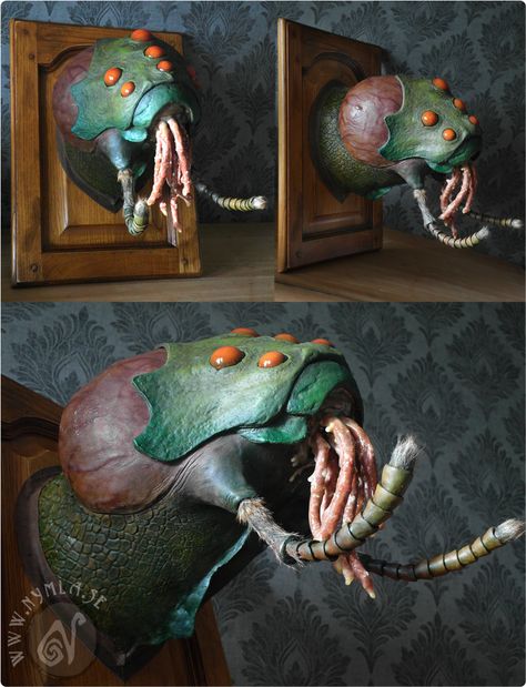 Monster trophy head by Nymla (http://www.nymla.se) Monster Head, Paper Mache Projects, Trophy Head, Creepy Decor, Sea Monster, Fantasy Magic, Paper Mache, Gift Shop, Crochet Patterns