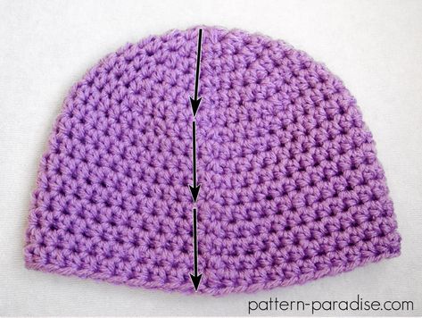 Tutorial: Straight HDC Seam - Pattern Paradise Crocheted Hat, Crochet Knit Hat, Crochet Beanie Hat, Crochet Cap, Crochet Lessons, Crochet Stitches Tutorial, Crochet Instructions, Crochet Baby Hats, Crochet Hat Pattern